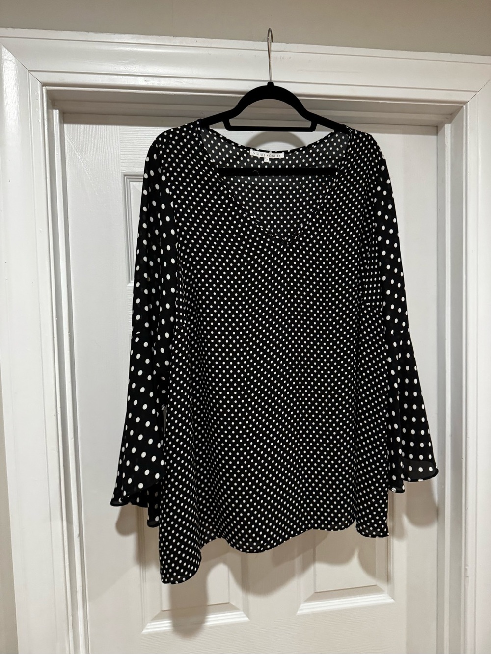 Violet & Claire Black and White Polka Dot Women’s Top
